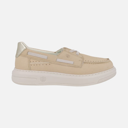 Boating shoes in nubuck leather with elastic bands