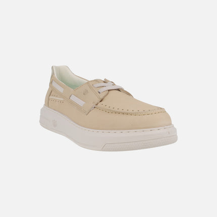 Boating shoes in nubuck leather with elastic bands