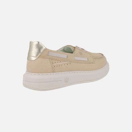 Boating shoes in nubuck leather with elastic bands