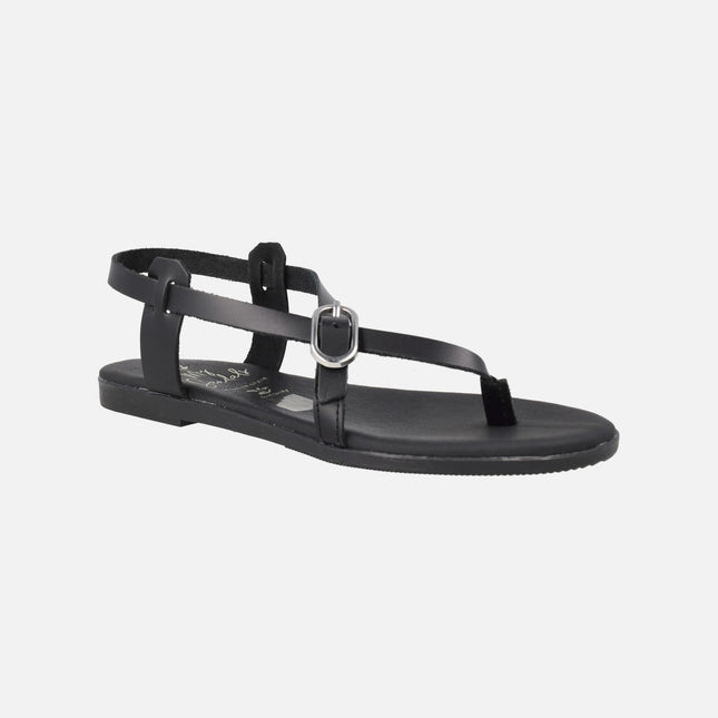 Sandalias de piel de tiras finas y hebilla