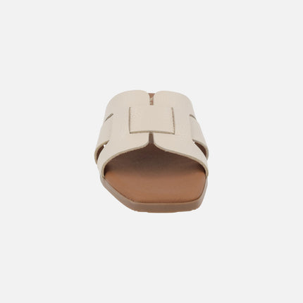Sandalias de piel estilo mules con tacón bajo