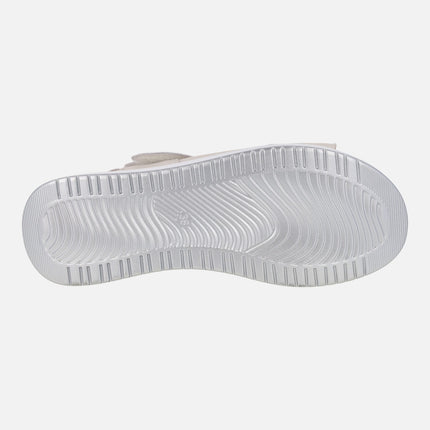 Beige sandals with velcro closure Special width