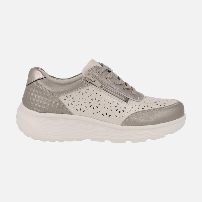Special width sneakers with laces and zipper