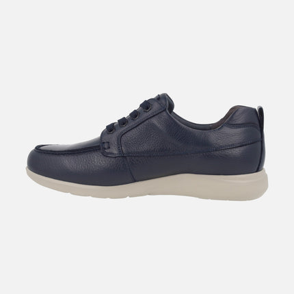 Comfort shoes in blue leather with laces and TEX membrane