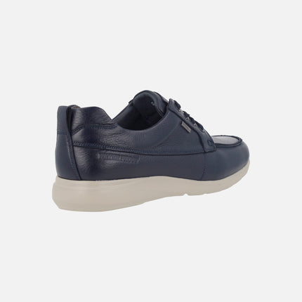 Comfort shoes in blue leather with laces and TEX membrane