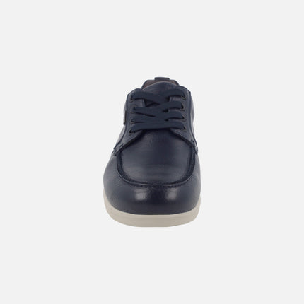 Comfort shoes in blue leather with laces and TEX membrane