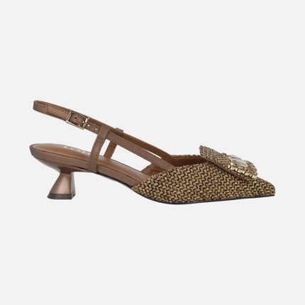 Zapatos de salón destalonados con adorno de pedrería A-CASIOPEA