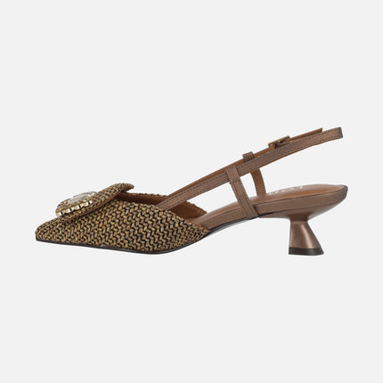 Zapatos de salón destalonados con adorno de pedrería A-CASIOPEA