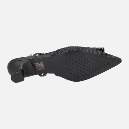 Zapatos de salón destalonados con adorno de pedrería A-CASIOPEA