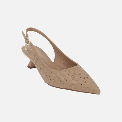 Zapatos de salón destalonados A-Vina con bordado de flores