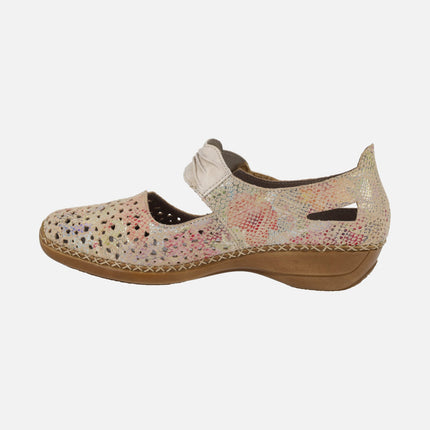 Zapatos confort estilo mercedes en piel multicolor con cierre de velcro