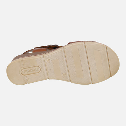 Brown leather sandals with velcro closure