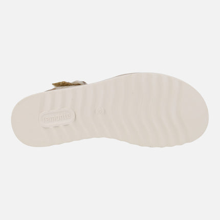 Beige nubuck sandals with velcro closure