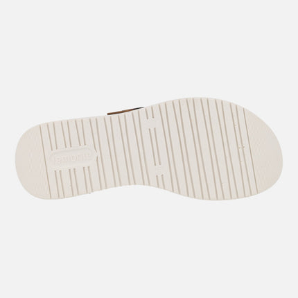 Brown nubuck leather sandals with velcro closure