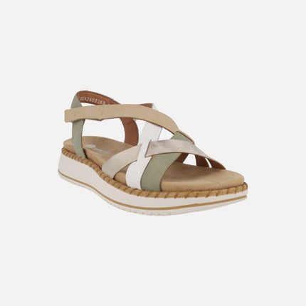 Combined strap sandals with velcro closure