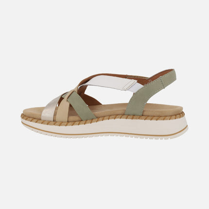 Combined strap sandals with velcro closure