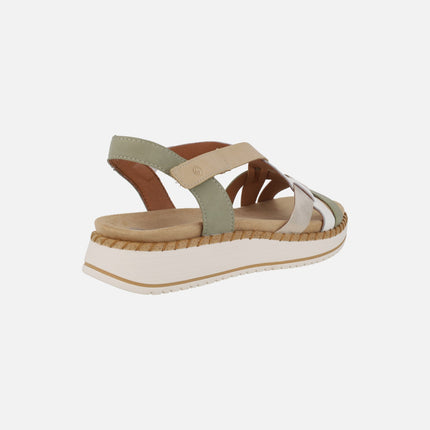 Combined strap sandals with velcro closure