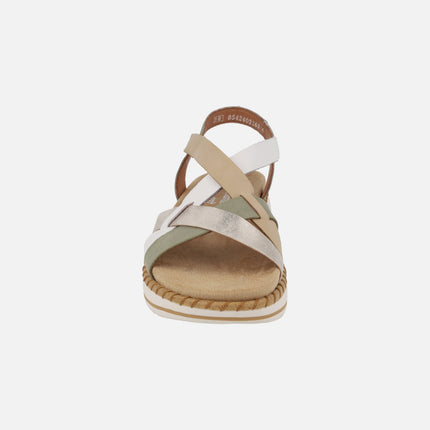 Combined strap sandals with velcro closure