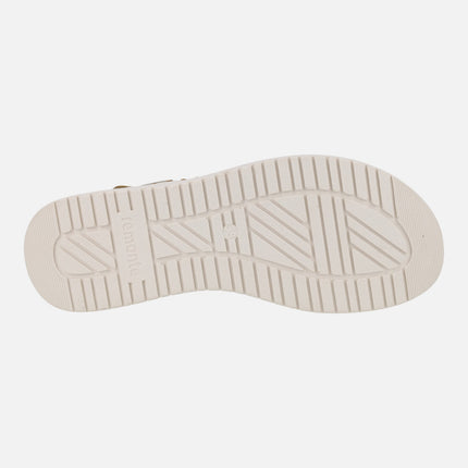 Combined strap sandals with velcro closure