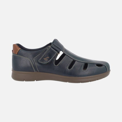 Comfort leather sandals for men with velcro closure