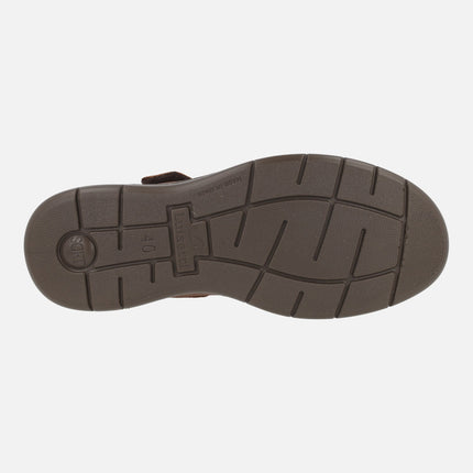 Comfort leather sandals for men with velcro closure