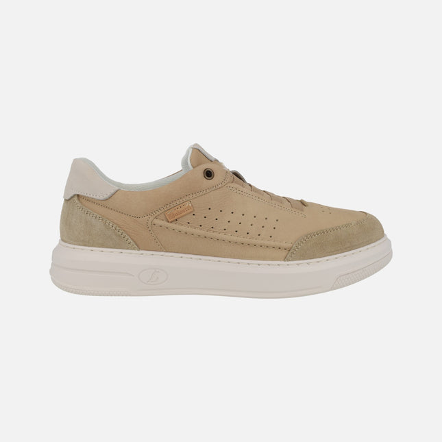 Men's sneakers in beige nubuck with elastics
