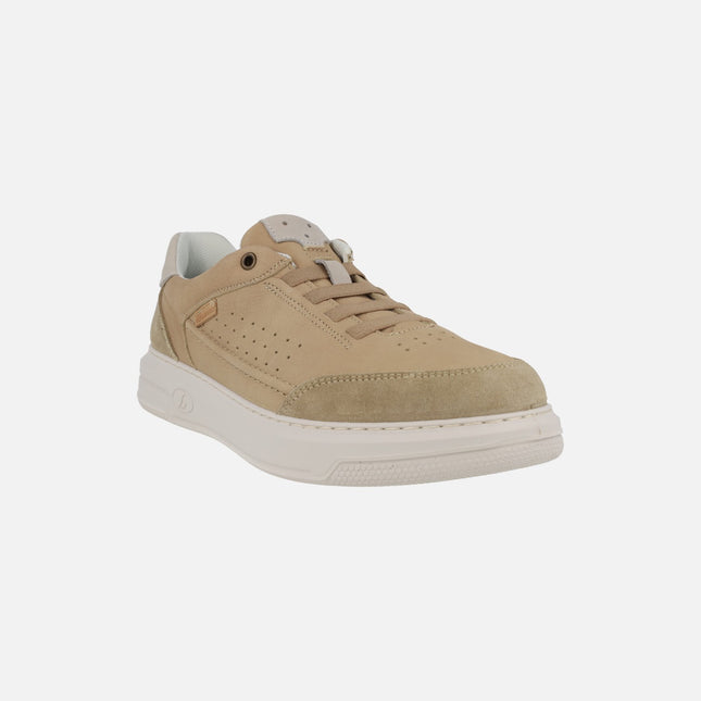 Men's sneakers in beige nubuck with elastics