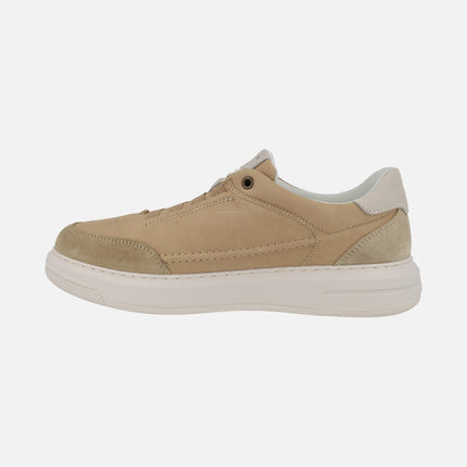 Men's sneakers in beige nubuck with elastics