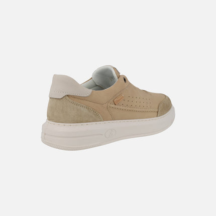 Men's sneakers in beige nubuck with elastics