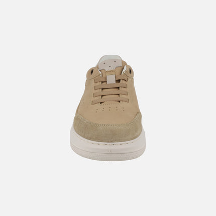 Men's sneakers in beige nubuck with elastics