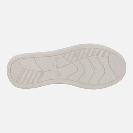 Men's sneakers in beige nubuck with elastics
