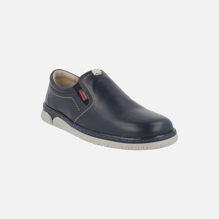 Men's leather moccasins with side elastics