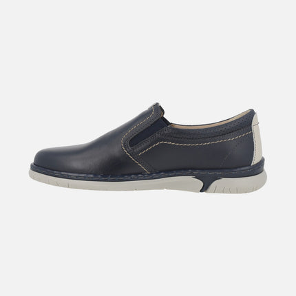 Men's leather moccasins with side elastics