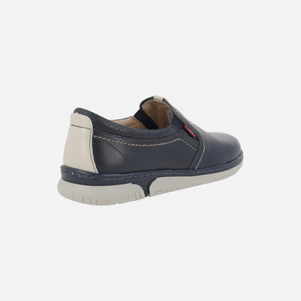 Men's leather moccasins with side elastics