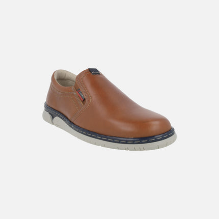 Men's leather moccasins with side elastics