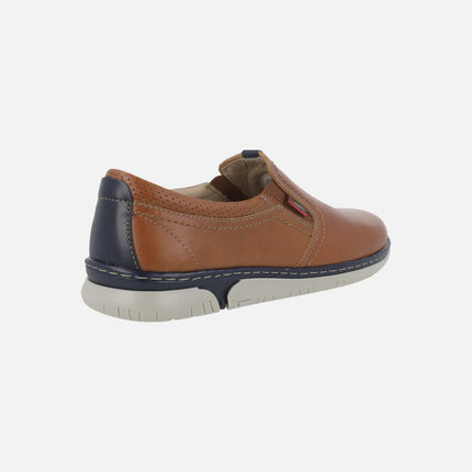 Men's leather moccasins with side elastics