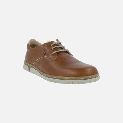 Brown leather shoes with laces casual style