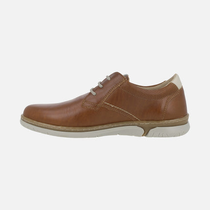 Brown leather shoes with laces casual style