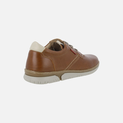 Brown leather shoes with laces casual style