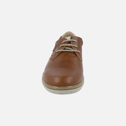 Brown leather shoes with laces casual style