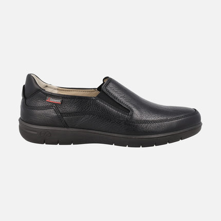 Comfort leather loafers with side elastics for men