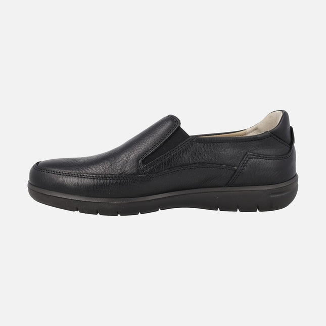 Comfort leather loafers with side elastics for men
