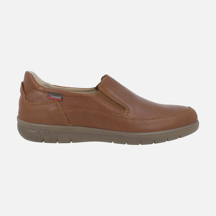 Comfort leather loafers with side elastics for men