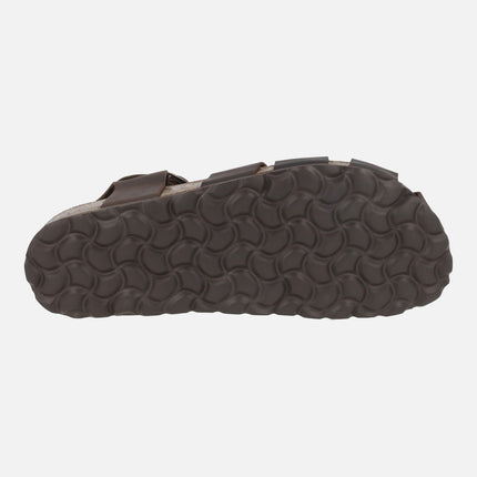 Sandalias cangrejeras bio en piel marrón