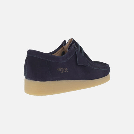 BEE Men's shoes in suede leather wallabee style with laces