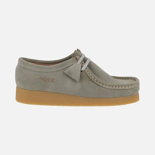 Zapatos en piel serraje para mujer con cordones tipo Wallabee BEE