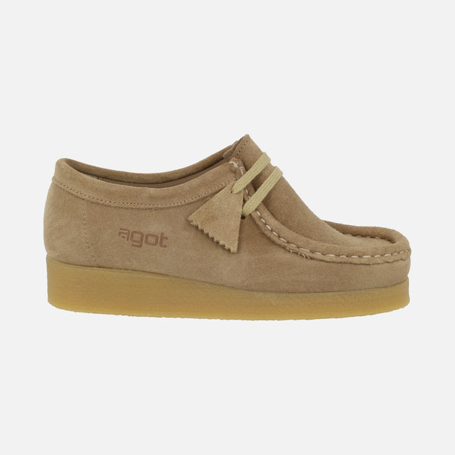 Zapatos en piel serraje para mujer con cordones tipo Wallabee BEE