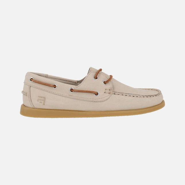 Men's boat shoes in beige nubuck TOR