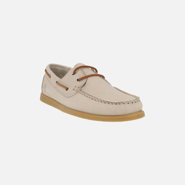Men's boat shoes in beige nubuck TOR