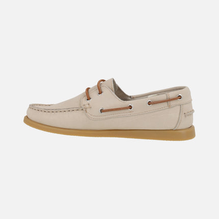 Men's boat shoes in beige nubuck TOR
